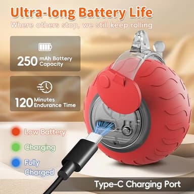 UPSKY Interactive Cat Toy Ball for Indoor Cats, Automatic Moving Electric Rolling Cat Ball Toy, 3-Speed Modes Smart Kitten Toys with Sounds, USB Rechargeable & Sturdy for Bored Kittens/Adult Cats - Image 4