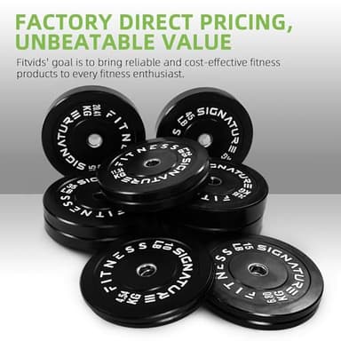 Fitvids Olympic Bumper Plates Set, 2" Weight Plates for Strength Training & Weightlifting, 260LB Set (10LB, 15LB, 25LB, 35LB, 45LB), Multiple Packages - Image 5