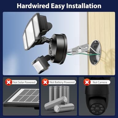 Onforu 65W LED Security Lights Motion Sensor Light Outdoor, 6500LM, 6500K, IP65 Waterproof, Flood Light Outdoor Motion Detector with Adjustable 3 Head, Hardwired Wall Light for Entryway, Yard, Garage - Image 2