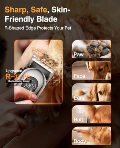 Dog Grooming Kit, Dog Clippers for Grooming for Heavy Thick Hair, Low Noise Cordless Pet Hair Trimmer with Stainless Steel Blade, Professional Rechargeable Hair Trimmer for Dogs and Cats - Image 7