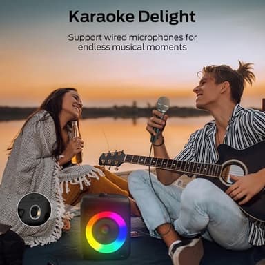 Monster Musicbox Bluetooth Speaker, 60W Loud Portable Wireless Speaker with Dynamic RGB Lighting, Speakers for Outdoor Indoor, Stereo Sound, 12H Playtime, IPX5 Water Resistant, Supports TF Card, AUX - Image 6