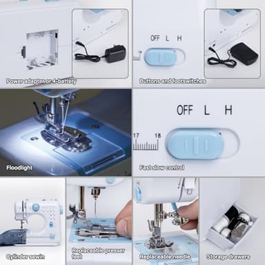 Sewing Machine for Beginners with Extension Table Mini Sewing Machines Kit Supplies 12 Built-in Stitches with Needles Assorted Thread Kit Starter Kit Easiest for Adult and Kids - Image 7