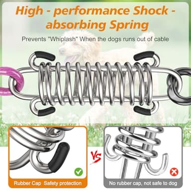 Tresbro 50 FT Dog Tie Out Cable with Spring, Shock Absorbing Tether Chains for Outside Aavilable in 10/15/20/25/30/40/50/70/100/120 FT, Heavy Duty Leads for Yard for Medium & Large Dogs Up to 500 LBS - Image 2