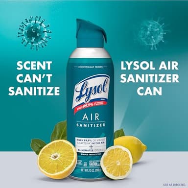 Lysol Air Sanitizer Spray with Odor Eliminator for Home & Office, Sanitizing Spray, Air Freshener Alternative, Simple Fresh Scent, 10 oz (Pack of 3) - Image 2