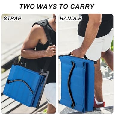 Aliphon Stadium Seat for Bleachers with Back Support and Cushion, Bleacher Seats with Shoulder Strap and Cup Holder, Padded Portable Folding Comfort Stadium Chair, for Sports Events, Blue (2pcs) - Image 5
