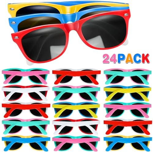 GINMIC Kids Sunglasses Bulk, 24Pack Neon Sunglasses for Kids,Boys and Girls, Great Gift for Birthday Party Supplies, Beach, Pool Party Favors, Fun Gift, Goody Bag Favors - Image 1