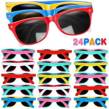 GINMIC Kids Sunglasses Bulk, 24Pack Neon Sunglasses for Kids,Boys and Girls, Great Gift for Birthday Party Supplies, Beach, Pool Party Favors, Fun Gift, Goody Bag Favors - Image 1