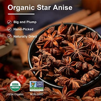 Soeos Organic Star Anise, Whole Star Anise 4 oz (114g), Chinese Star Anise Pods, Star Anise Organic Whole, Non-GMO Verified, Dried Star Anise for Beverages, Cooking, Baking - Image 4