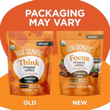 Four Sigmatic Organic Mushroom Coffee | Instant Mushroom Coffee Mix with Lion's Mane, Chaga and Rhodiola for Better Focus and Immune Support | 30 Serving Bag - Image 2