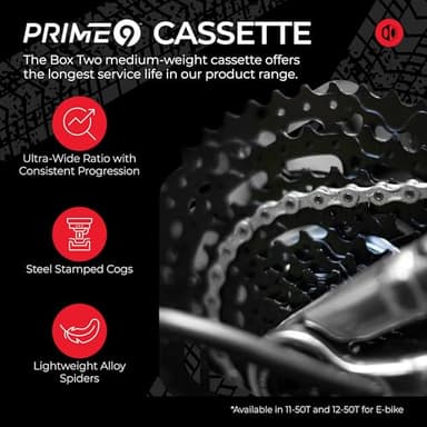 Box One/Two Prime 9 X-Wide 11-50T Range Multi Shift Drivetrain Cycling Groupset Shifter Rear Derailleur Bike Cassette Chain Shift Cable & Housing Kit - Image 5