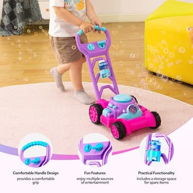 SLOOSH Bubble Lawn Mower Toddler Toys - Kids Bubble Machine Summer Outdoor Push Toy Games, Backyard Garden Outside Play Toddlers Preschool Boys Girls Birthday Gifts (Pink) - Image 5