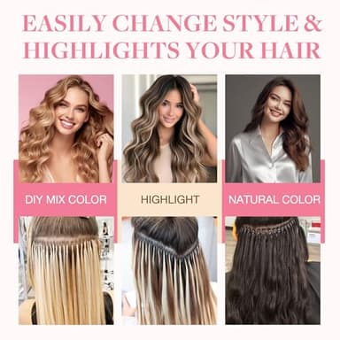 GOO GOO I Tip Hair Extensions Real Human Hair, 22inch 50g 50S, Cold Fusion I Tip Hair Extensions, Invisible Remy Hair Extensions, 18ET90A Natural Blonde Balayage - Image 7