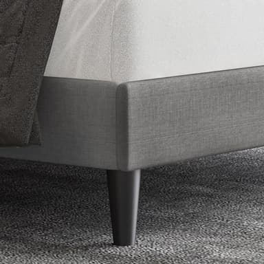 Allewie Queen Size Upholstered Platform Bed Frame with Adjustable Headboard, Button Tufted, Wood Slat Support, Easy Assembly, Light Grey - Image 8