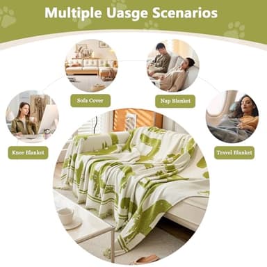 DREAMINGO Abstract Striped Couch Cover, Beige Chenille Loveseat Cover for 2 Cushion Couch Sofa, Jacquard Sofa Covers for Living Room, Modern Style Couch Covers for Sectional, 71"x118", Green - Image 3