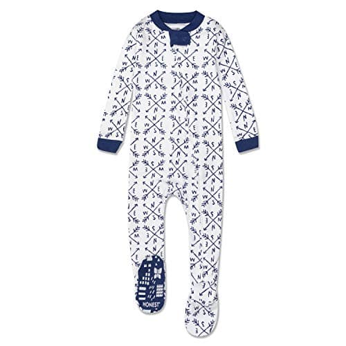 HonestBaby Non-Slip Footed Pajamas One-Piece Sleeper Jumpsuit Zip-Front PJs 100% Organic Cotton for Baby Boys, Compass, 18 Months - Image 1