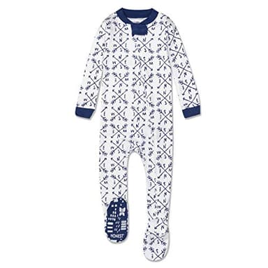 HonestBaby Non-Slip Footed Pajamas One-Piece Sleeper Jumpsuit Zip-Front PJs 100% Organic Cotton for Baby Boys, Compass, 18 Months - Image 1