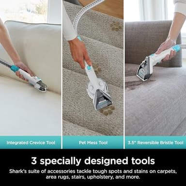 Shark StainStriker Portable Carpet, Upholstery & Area Rug Cleaner with Pet Mess Tool, Stain & Odor Remover, Perfect for Car Interiors, Includes 3 Cleaning Tools & Cleaning Solution, White, PX201 - Image 5