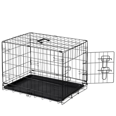DUMOS Dog Crate, 30 Inch Medium Single Door Dog Cage with Divider Panel and Plastic Leak-Proof Pan Tray, Folding Metal Wire Pet Kennel for Indoor, Outdoor, Travel - Image 1