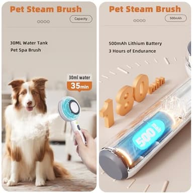 Budow 3 in 1 Pet Grooming Brush with Steam, Release Button, and Water Tank for Cats and Dogs - Removes Static and Shedding, Ideal for Travel - Image 6