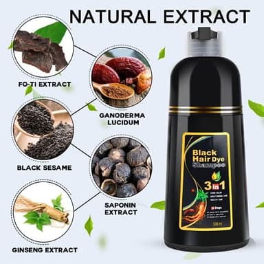 cosmpro Black Hair Dye Shampoo 3 in 1 for Women/Men for Gray Coverage Instant Hair Color Shampoo Semi Permanent Champu Para Cana - Image 5