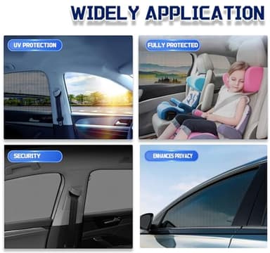 Car Rear Window Screens for Side Windows, 2 Pack Side Window Sun Shades,Stretchy Mosquito Net Cover Fit Cars SUVs - Up to 36.22”x55.1” - Image 5