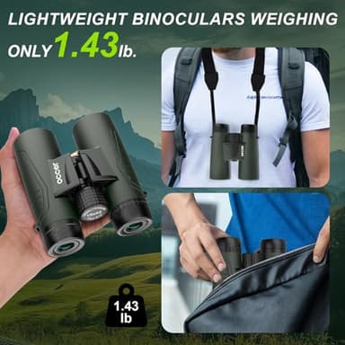15x42 Binoculars for Adults High Powered - Occer HD Lightweight Travel Hunting Binoculars with Clear Low Light Vision for Bird Watching, Whale Watching, Camping -Green - Image 6