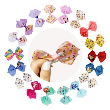 Disney 100th Anniversary Special Hair Accessory for Girls|18pc Disney Hair Bow Clips Featuring Favorite Characters with a String Bag Bow Holder with hanger. For all occasions & ages 3+ - Image 3