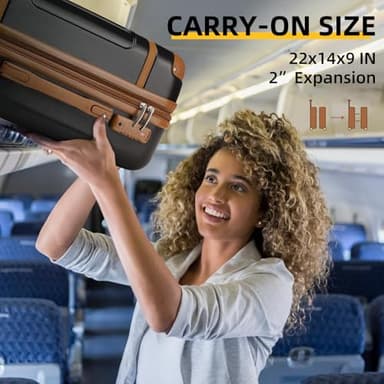LARVENDER Luggage Sets 3 Piece, Expandable Carry on Luggage 22x14x9 Airline Approved Hardshell Suitcases with Spinner Wheels TSA Lock, Vintage Rolling Luggage for Men and Women, Black - Image 5