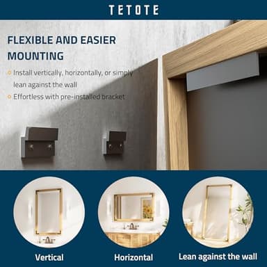 TETOTE 60 x 36 Natural Wood Mirror for Bathroom Wall/Bedroom/Living Room/Entryway Farmhouse Rustic Bathroom Vanity Mirror for Wall Waterproof (Horizontal/Vertical Mounted) - Image 6