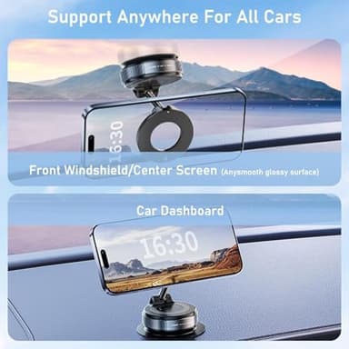 JUYOSOFT Vacuum Magnetic Phone Holder, 360° Adjustable Magnetic Car Mount, Foldable Portable Suction Cup Cell Phone Mount for Car/Gym/Mirror/Shower, Compatible with All Smartphones & All Car Models - Image 5
