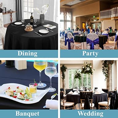Vidafete 2 Pack 120inch Round Tablecloth Polyester Table Cloth，Stain Resistant and Wrinkle Polyester Dining Table Cover for Kitchen Dinning Party Wedding Rectangular Tabletop Buffet Decoration (Black) - Image 6