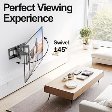 Full Motion Mount, USX MOUNT UL Listed TV Wall Mount for Most 42-84 inch TVs, Holds up to 120lbs, Max VESA 600x400mm, Swivel TV Bracket with Dual Articulating Arms Tilt Rotation Fits 16" Wood Stud - Image 2