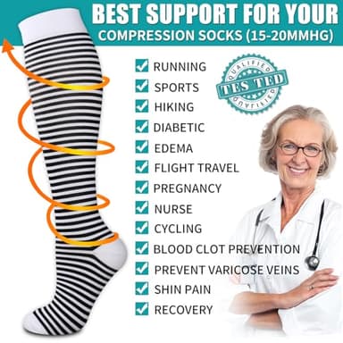 Copper Compression Socks for Women & Men (6 pairs) - Best Support for Nurses, Running, Hiking, Recovery - Image 5