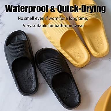 rosyclo Cloud Slides Slippers for Women and Men, Pillow Shower Bathroom Non-Slip Open Toe Super Soft Comfy Home House Cloud Cushion Slide Sandals for Indoor & Outdoor Shoes, Black - Image 5