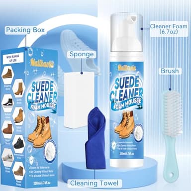 Suede Cleaner, Suede Shoe Cleaner with Suede Brush & Towel, Trainer Cleaner Foam Removes Dirt & Stain, Suede & Nubuck Cleaner, Shoe Cleaner Kit for Suede, Knit, Boot, Nubuck, Trainer, Leather,Sneaker - Image 8