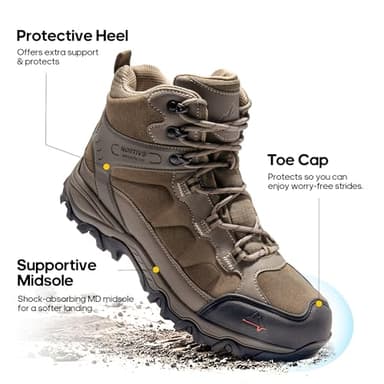 NORTIV 8 Men's Waterproof Hiking Boots Outdoor Mid Trekking Lightweight Mountaineering Shoes Paladin,Size 8.5W,Coffee,JS19004M - Image 6