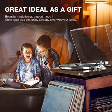Turntables Belt-Drive Record Player with Wireless Output Connectivity, Vinyl Player Support 33&45 RPM Speed Phono Line USB Digital to PC Recording with Advanced Magnetic Cartridge&Counterweight - Image 7