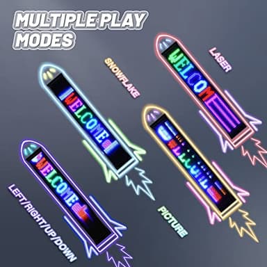 KJOY Programmable Huge Bright LED Signs, 27''x5'' USB 5V, Bluetooth App Control Custom Text Pattern Animation, Scrolling, Flexible LED Display for Car Store Party Bar Hotel - Image 3