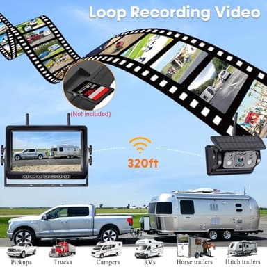 Wireless RV Backup Camera 7-inch for Trailer: Easy Setup Solar RV Rear View Camera with Recording - 4 Channels Strong Magnetic HD 1080P Long-Battery Life for Camper, Truck, Fifth Wheel - Image 4