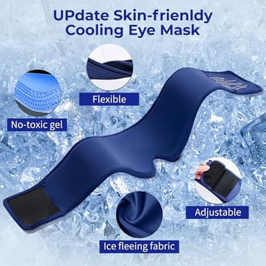 Cooling Gel Eye Mask Sleep: FSA -HSA Eligible, Cold Compress for Puffy Eyes & Migraine Relief - Reusable Gel Sleeping Mask for Dark Circles & After Surgery, Flexible Ice Pack for Eyes, Face(Blue) - Image 8