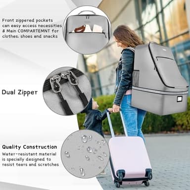 Car Seat Travel Bag,Padded Car Seats Backpack with Steel Cable Handle and Reflective Stripes, Large Durable Carseat Carrier Bag,Airport Gate Check Bag,Infant Seat Travel Bag with Shoulder Strap,Grey - Image 5