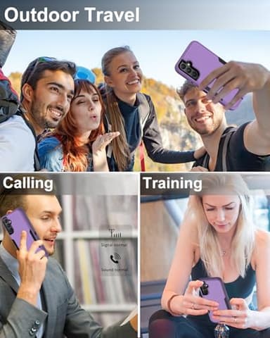 Dahkoiz for Samsung Galaxy A34 Case, with Tempered Glass Screen Protector, Dust-Proof Port Cover, Support Magnetic Car Mount, Full Body Protection Rubber Phone Case for Galaxy A34 5G, Black/Purple - Image 7