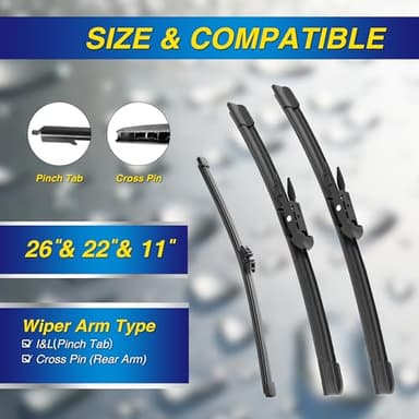 5 PLUS® Silicone Windshield Wipers Replacement for 2011-2024 Ford Explorer Wiper Blades(Set of 3),Automotive Replacement Windshield Wiper Blades For My Car-26"/22"/11" - Image 2