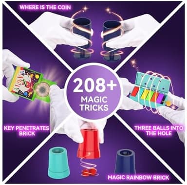 Magic Kit - 208+Magic Tricks for Kids Age 6-8, Magic Set with Manual and Video for Beginners and Kids, Christmas Halloween Birthday Gifts Toys for Ages 6 7 8 9 10 11 12 Years Old Boys Girls - Image 4