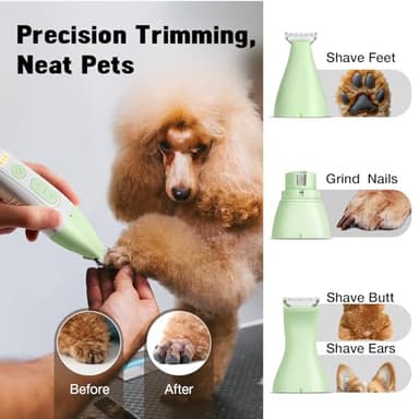 FuzzyFix Dog Grooming Kit, Dog Clippers for Grooming for Thick Heavy Coats, Professional Pet Paw Trimmer Nail Grinder Low Noise Rechargeable Stainless Steel Hair Trimmer for Dogs Cats Animals - Image 4