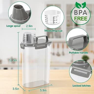 TBMax Rice Storage Container 3 to 5 Lbs - Small Cereal Oatmeal Flour Container with Easy Pouring Spout & Cup, Portable Pet Dog Cat Food Dispenser for Small Spaces, Travel, or Daily Use - Image 3