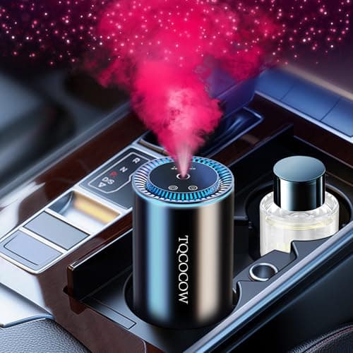 Smart Car Air Freshener Diffuser with Starry Sky Projection and 50ml Perfume, 3 Mode Adjustable Rechargeable Car Aroma Diffuser,Auto On/Off Intelligent,Cologne - Image 1