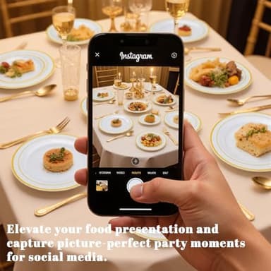 WELLIFE 350-Piece Gold Disposable Plates and Cutlery Set - Premium 10.25" Dinner Plates, 7.5" Dessert Plates, 9oz Cups & Cutlery for Weddings, Catering Events - 50 Guest Service - Elegant & Sturdy - Image 7