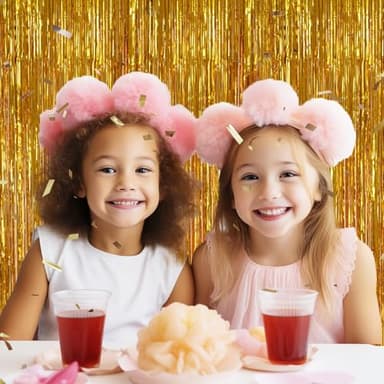 DECOCKRAT 3 Pack Foil Fringe Backdrop - Gold Shiny Tinsel Curtains for Party Decoration/Photo Booth Props - 3.3x8.2 FT Metallic Foil Backdrop for Birthday, Wedding, Graduation, Christmas. - Image 2