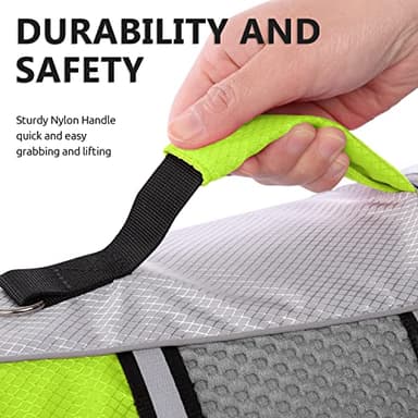 Queenmore Dog Life Jacket Small Float Vests for Swimming Boating Kayaking Mediumn Puppy Dogs Cats Neoprene Life Preserver Pet Water Lifesaver Lightweight Reflective Green,XS - Image 3
